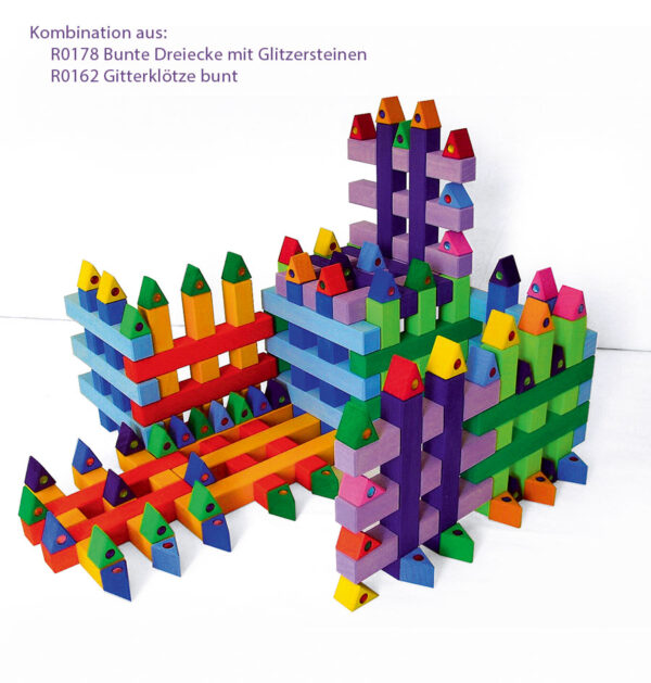 Holzspiel - Bunte Dreiecke mit Funkelsteinen – Bild 2