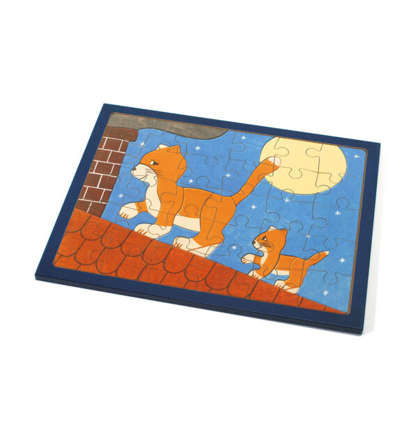 Holz Puzzle - Katze auf dem Dach
