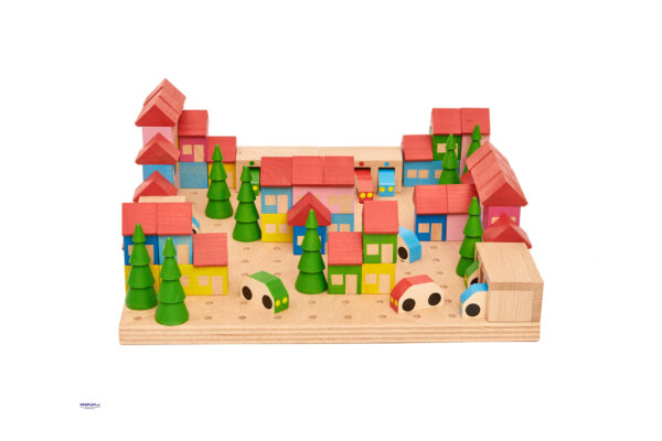 Holzsteckbausteine als ganze Stadt - 89-teilig